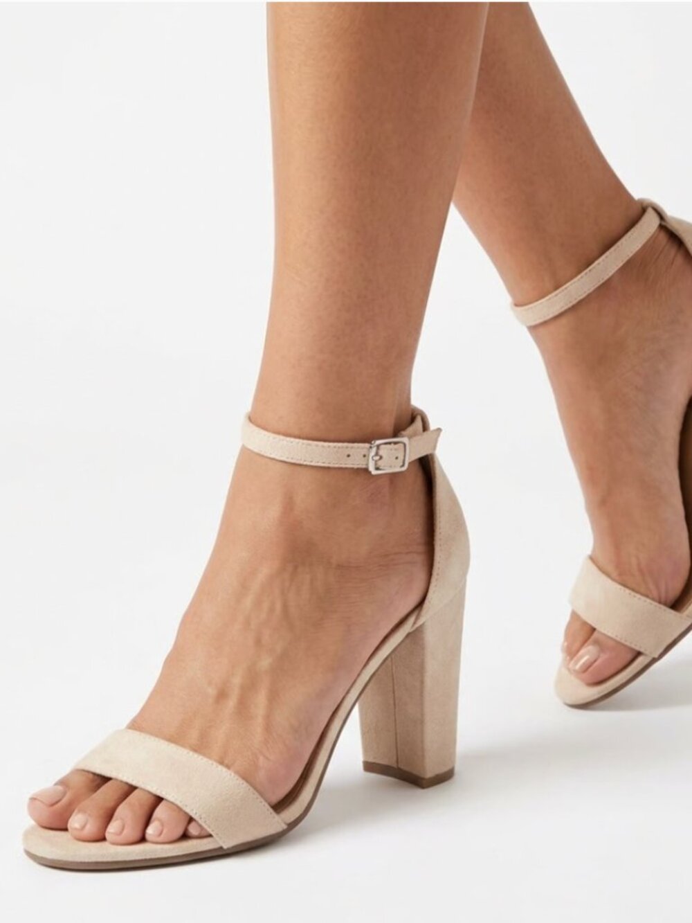 Indigo Rd Bradlee Beige Faux Suede Block Heel Ankle Strap Sandals Size 9